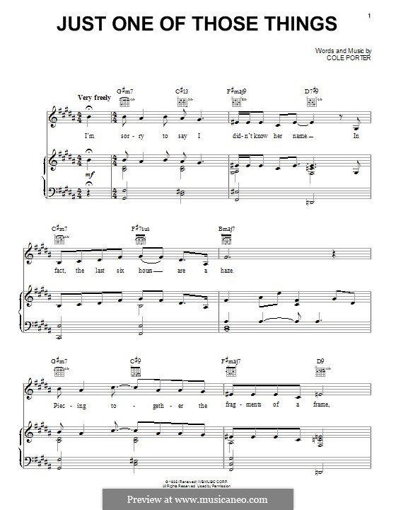 Just One of Those Things: Für Stimme und Klavier (oder Gitarre) by Cole Porter