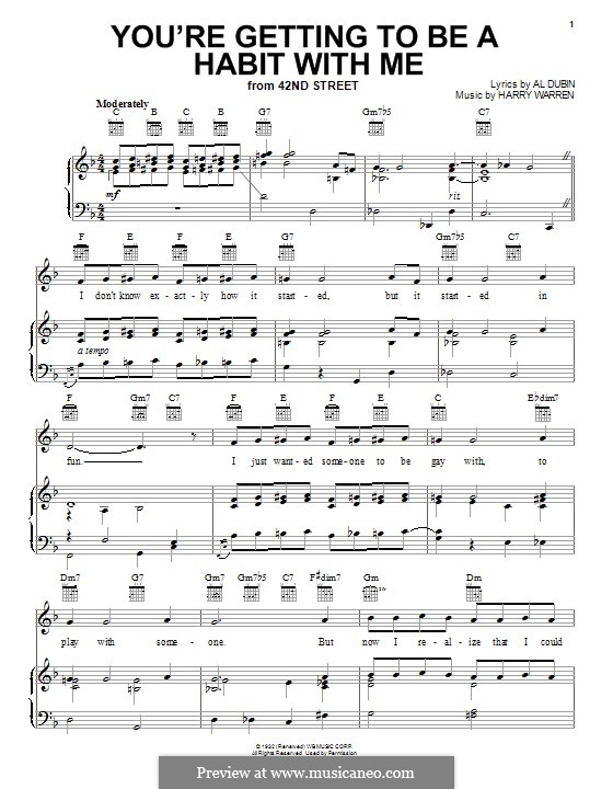You're Getting To Be a Habit with Me: Für Stimme und Klavier (oder Gitarre) by Harry Warren