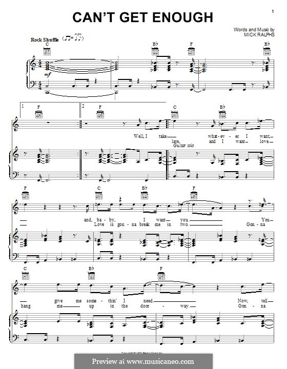 Can't Get Enough (Bad Company): Für Stimme und Klavier (oder Gitarre) by Mick Ralphs