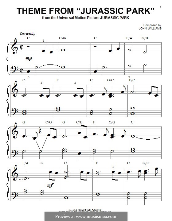 Theme from Jurassic Park: Für Klavier by John Williams