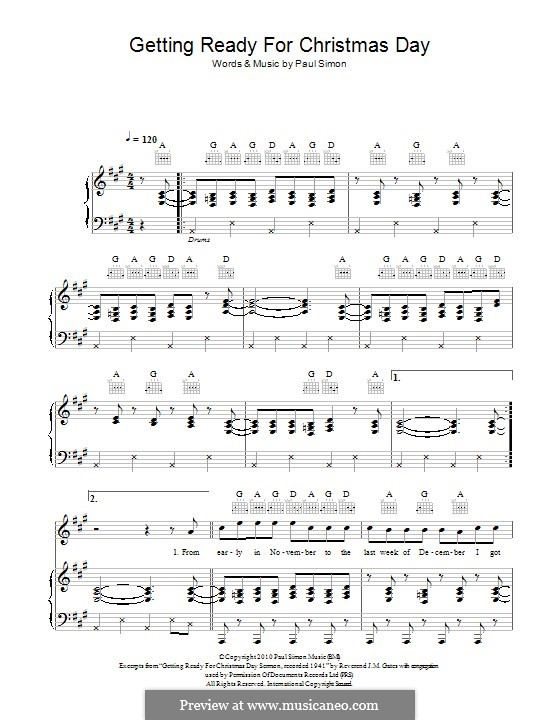 Getting Ready for Christmas Day: Für Stimme und Klavier (oder Gitarre) by Paul Simon