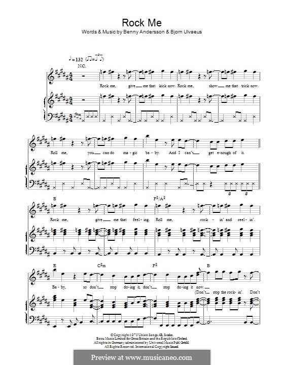 Rock Me (ABBA): Für Stimme und Klavier (oder Gitarre) by Benny Andersson, Björn Ulvaeus