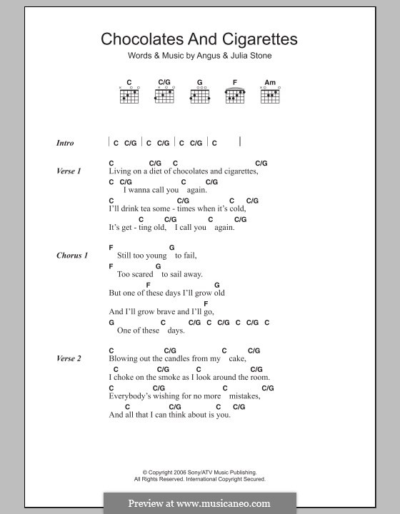 Chocolates and Cigarettes: Texte und Akkorde by Angus Stone, Julia Stone