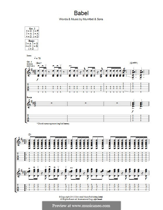 Babel (Mumford & Sons): Für Gitarre mit Tab by Marcus Mumford