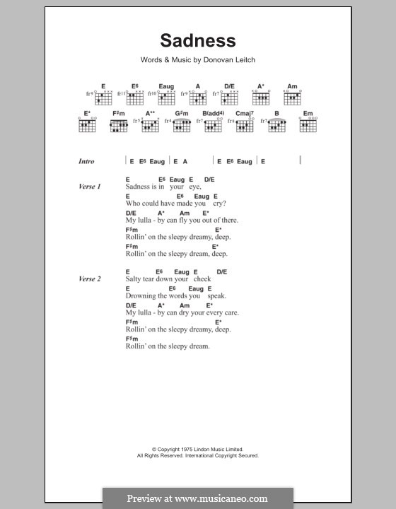 Sadness: Texte und Akkorde by Donovan Leitch