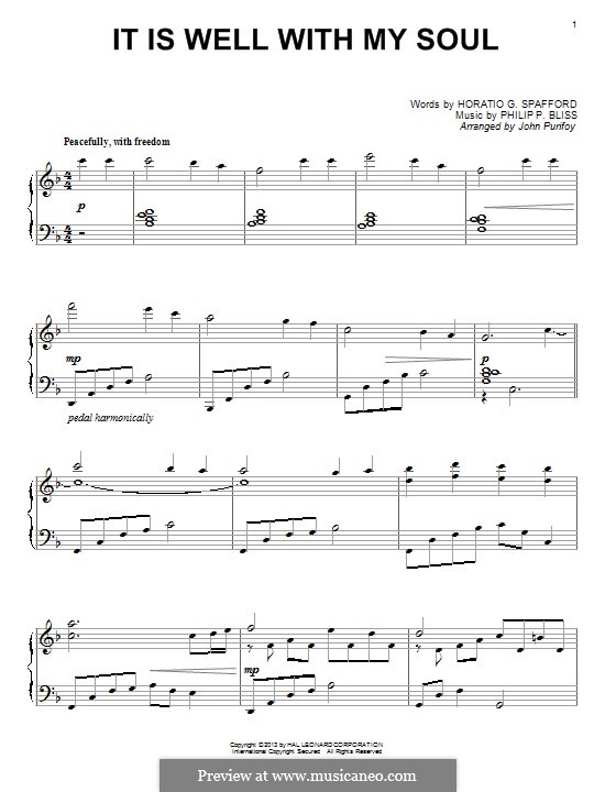 It Is Well with My Soul (Printable scores): Für Klavier by Philip Paul Bliss