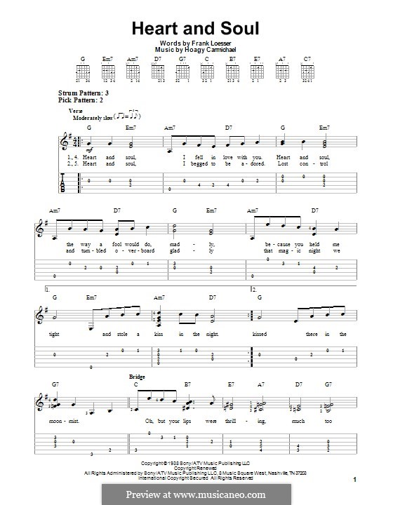 Heart and Soul: Für Gitarre mit Tab by Hoagy Carmichael