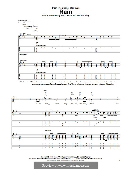 Rain (The Beatles): Für Gitarre mit Tab by John Lennon, Paul McCartney