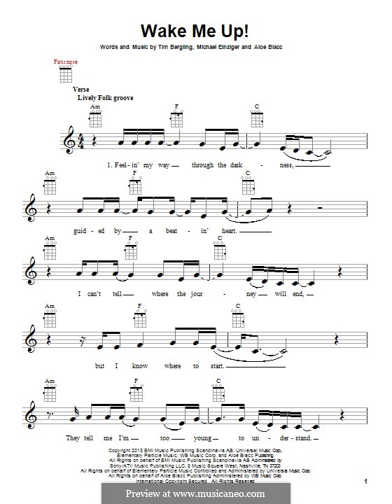Wake Me Up: Für Ukulele by Aloe Blacc, Michael Einziger, Avicii, Arash Andreas Pournouri