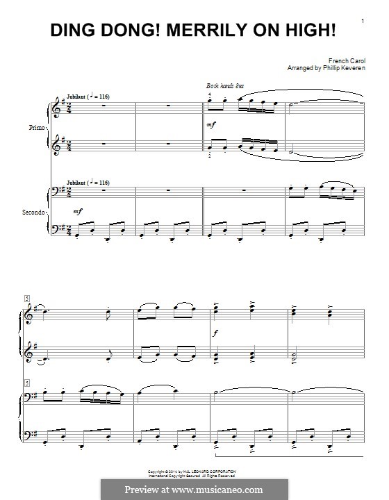 Ding Dong! Merrily on High (Printable Scores): Für Klavier by folklore