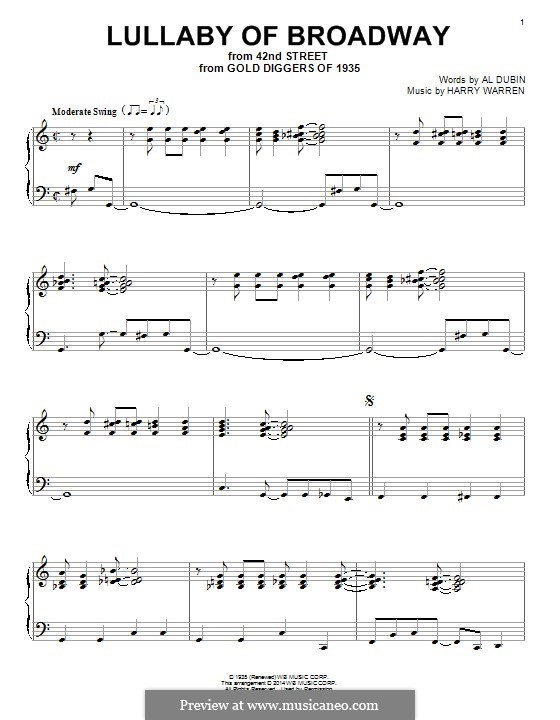 Lullaby of Broadway: Für Klavier by Harry Warren