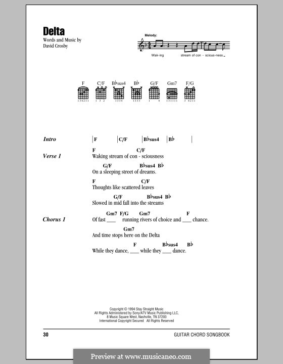 Delta (Crosby, Stills & Nash): Texte und Akkorde by David Crosby