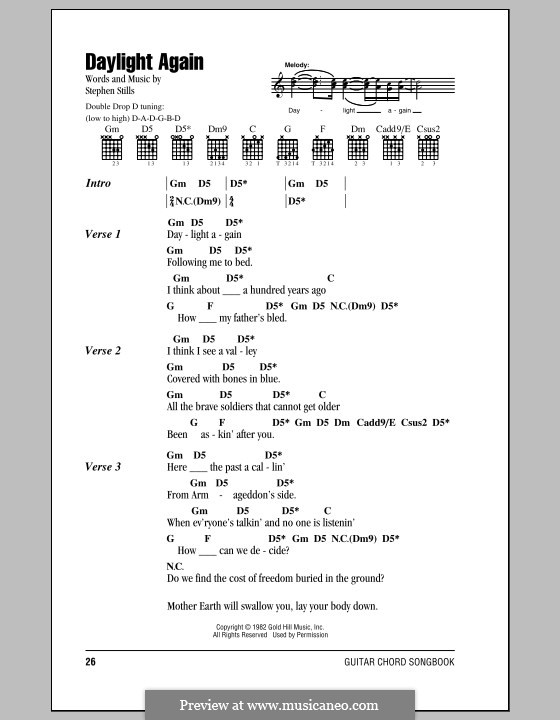 Daylight Again (Crosby, Stills & Nash): Texte und Akkorde by Stephen Stills