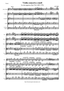 La stravaganza. Twelve Violin Concertos, Op.4: Violin Concerto No.2 in E Minor – score and all parts, RV 279 by Antonio Vivaldi