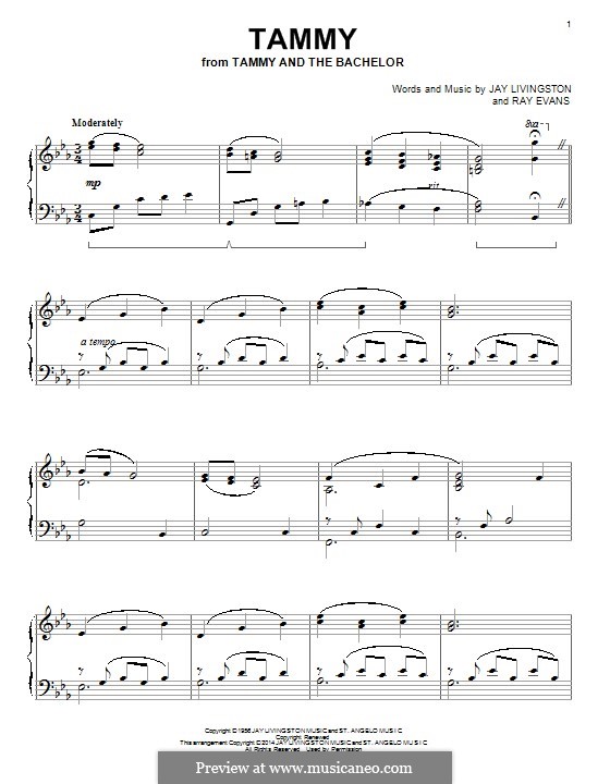 Tammy: Für Klavier by Jay Livingston, Raymond Evans