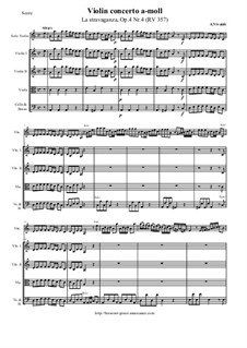 La stravaganza. Twelve Violin Concertos, Op.4: Violin Concerto No.4 in A Minor – score and all parts, RV 357 by Antonio Vivaldi