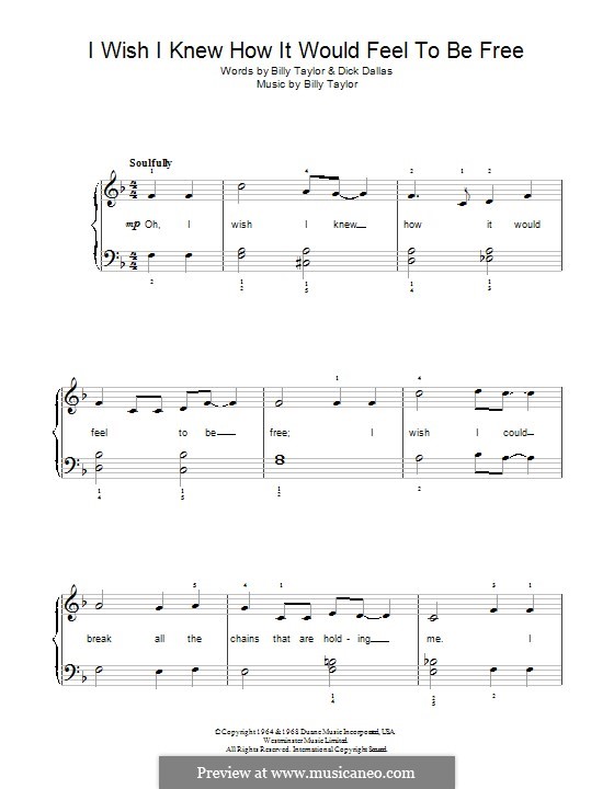 I Wish I Knew How it Would Feel to Be Free: Für Klavier by Billy Taylor