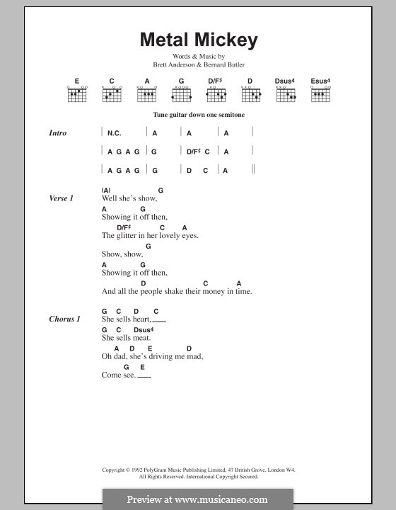 Metal Mickey (Suede): Texte und Akkorde by Bernard Butler, Brett Anderson