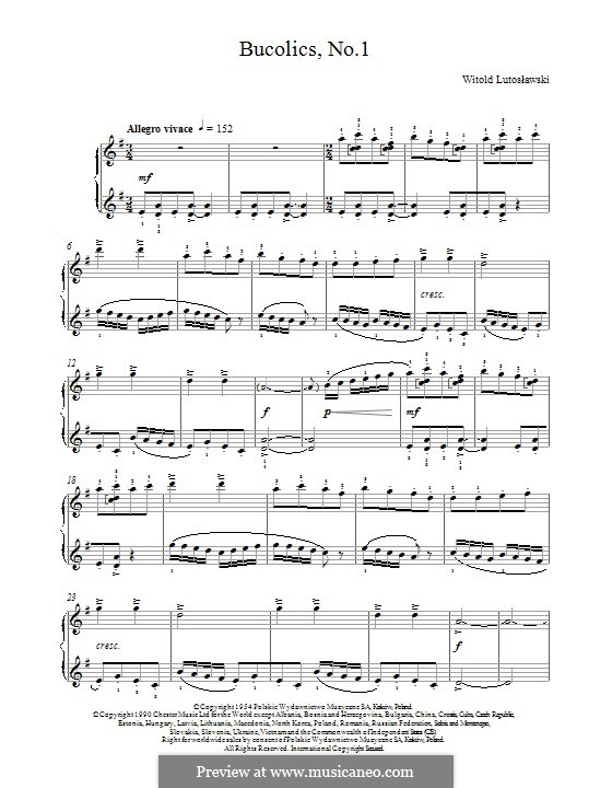 Bucolics: Nr.1, für Klavier by Witold Lutoslawski