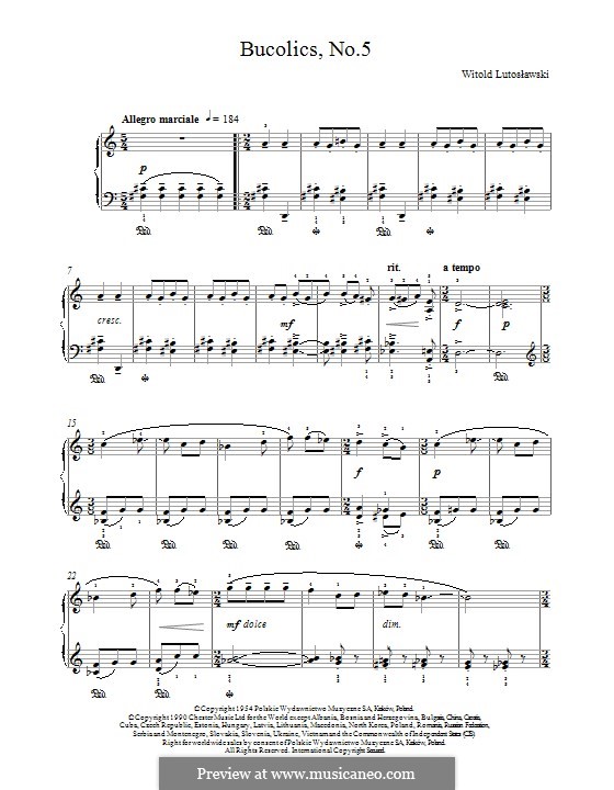 Bucolics: Nr.5, für Klavier by Witold Lutoslawski