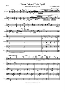 Variationen über ein eigenes Thema, Op.15: For violin and string orchestra - score and orsh. parts by Henryk Wieniawski