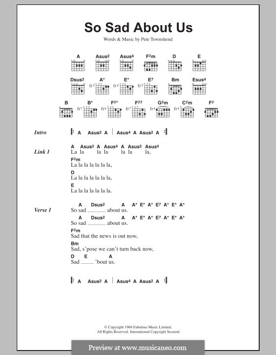 So Sad About Us (The Who): Texte und Akkorde by Peter Townshend