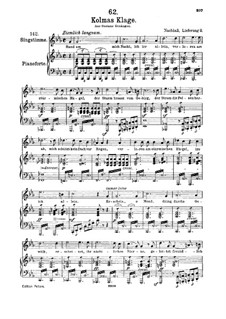 Kolma's Klage, D.217: Für hohe Stimme und Klavier by Franz Schubert