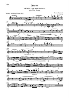 Oboe quartet after Sonata for Oboe: Oboe part edited by Gaetano Donizetti