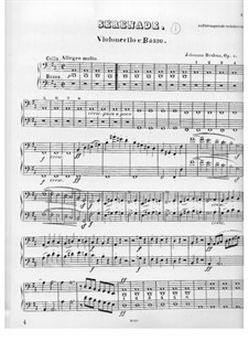 Ständchen Nr.1 in D-Dur, Op.11: Cello- und Kontrabassstimme by Johannes Brahms