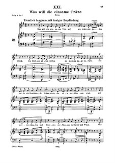 Nr.21 Was will die einsame Träne: Für Mittelstimme und Klavier by Robert Schumann