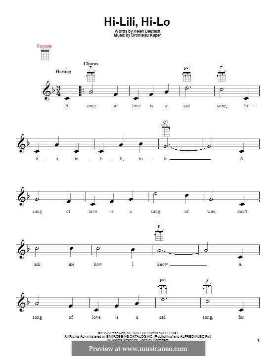 Hi-lili, Hi-lo: Für Ukulele by Bronislau Kaper