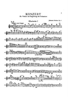 Konzert für Violine und Orchester in D-Dur, Op.77: Klarinettenstimme I by Johannes Brahms