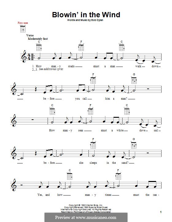 Blowin' in the Wind: Für Ukulele by Bob Dylan