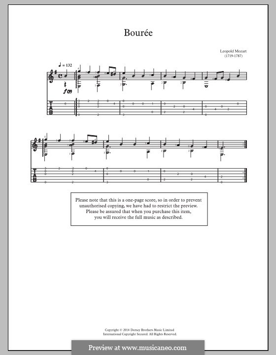 Bourrée: Für Gitarre by Leopold Mozart