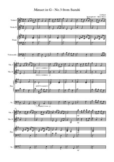 Nr.4 Menuett in G-Dur, BWV Anh.114: For quartet (from Suzuki) by Johann Sebastian Bach