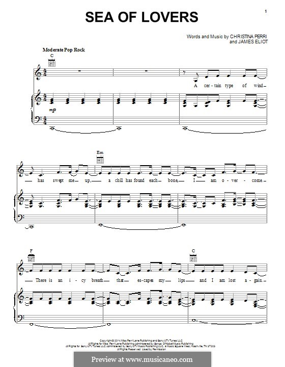 Sea of Lovers: Für Stimme und Klavier (oder Gitarre) by Christina Perri, James Eliot