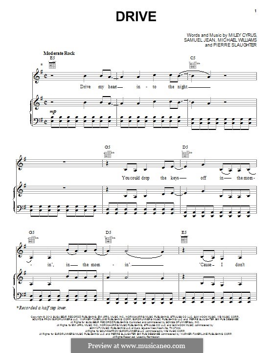 Drive: Für Stimme und Klavier (oder Gitarre) by Miley Ray Cyrus, Michael Williams, Pierre Slaughter, Samuel Jean