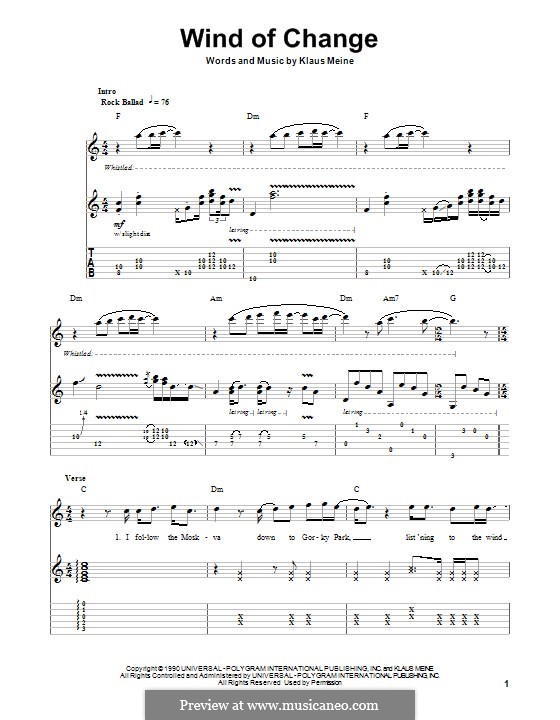 Wind of Change (Scorpions) von K. Meine Noten auf MusicaNeo