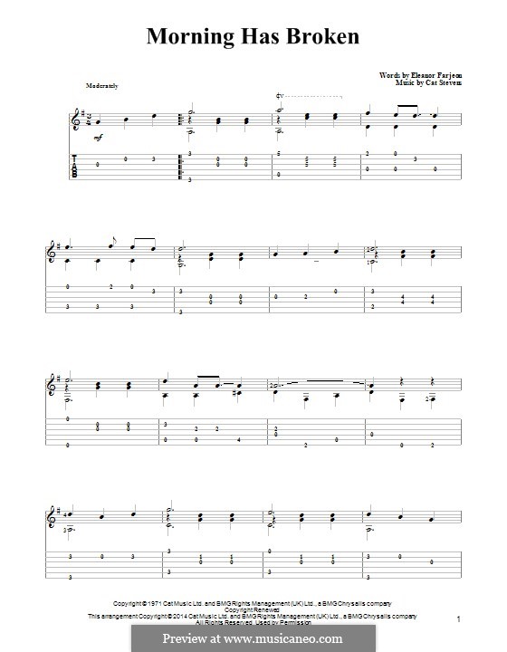 Morning Has Broken: Für Gitarre mit Tab by Cat Stevens