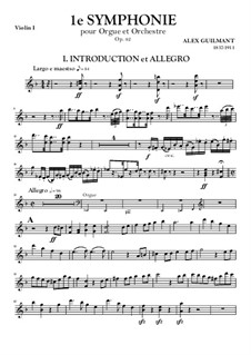 Sinfonie No.1 in d-Moll für Orgel und Orchester, Op.42: Violinstimme I by Alexandre Guilmant