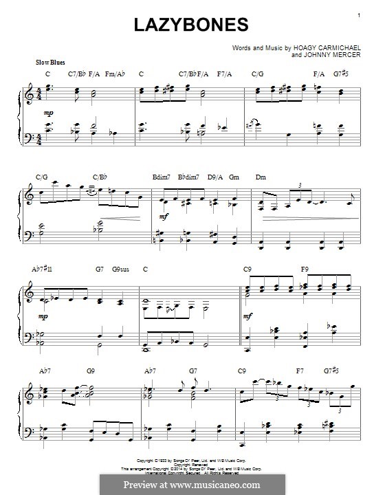 Lazybones: Für Klavier by Johnny Mercer