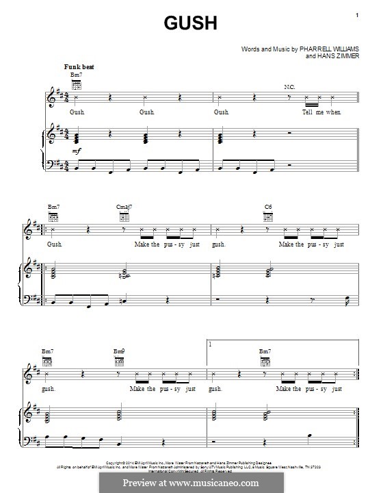 Gush: Für Stimme und Klavier (oder Gitarre) by Hans Zimmer, Pharrell Williams