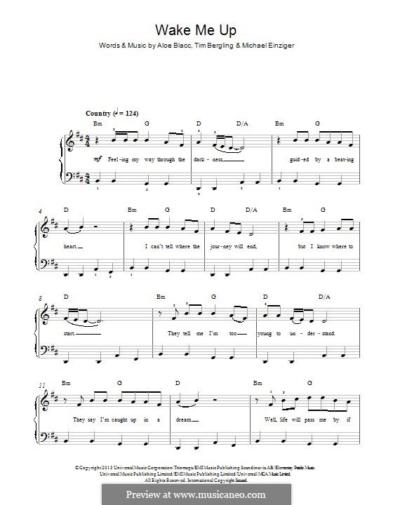 Wake Me Up: Für Klavier by Aloe Blacc, Michael Einziger, Avicii, Arash Andreas Pournouri