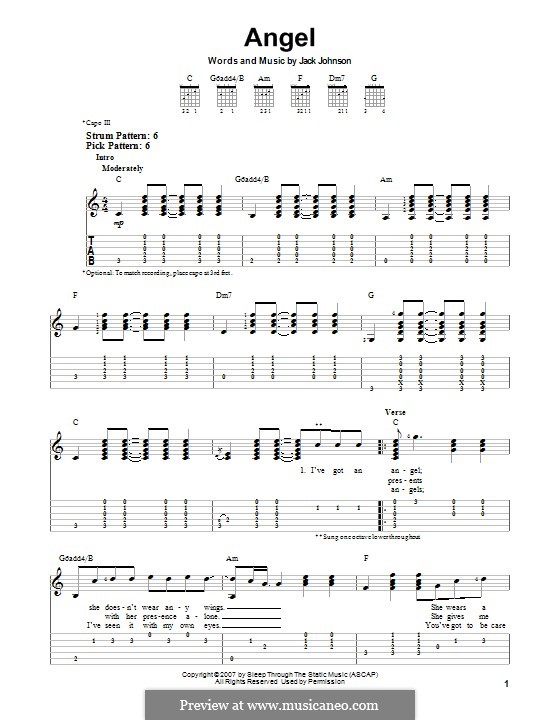 Angel: Für Gitarre mit Tab by Jack Johnson