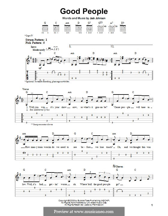 Good People: Für Gitarre mit Tab by Jack Johnson