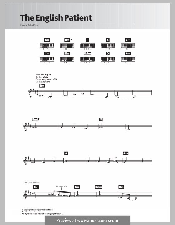 The English Patient: Für Keyboard by Gabriel Yared