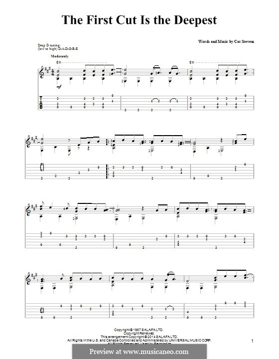 The First Cut Is the Deepest: Für Gitarre mit Tab by Cat Stevens