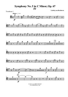 Teil IV: Trombone Tenor Clef 1 (Transposed Part) by Ludwig van Beethoven