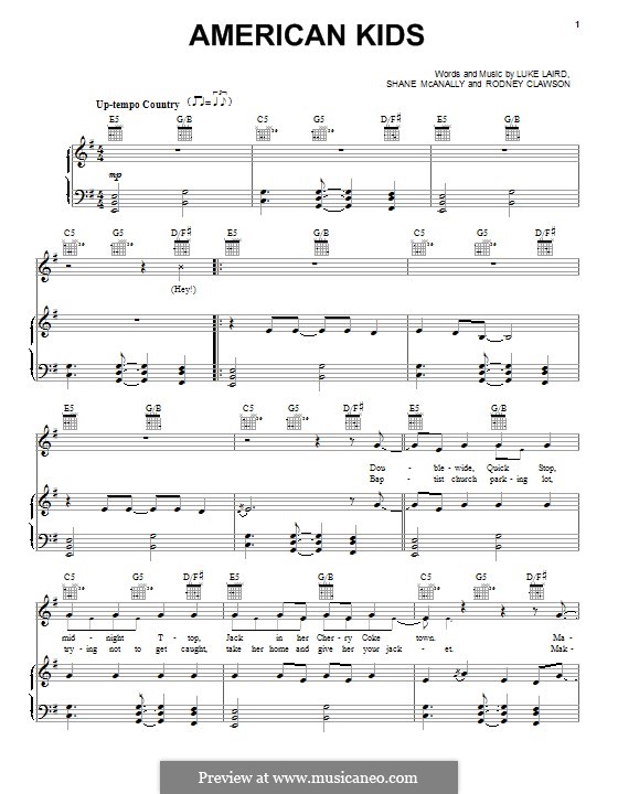 American Kids: Für Stimme und Klavier (oder Gitarre) by Luke Laird, Rodney Clawson, Shane McAnally