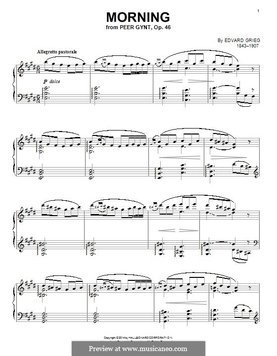 Suite Nr.1. Morgenstimmung, Op.46 No.1: Für Klavier by Edvard Grieg